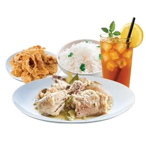 Adobong puti with chicken skin and iced tea image