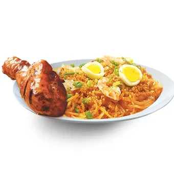 pancit malabon with chicken bbq in adobo house
