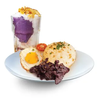 tapsilog with halo halo in adobo house